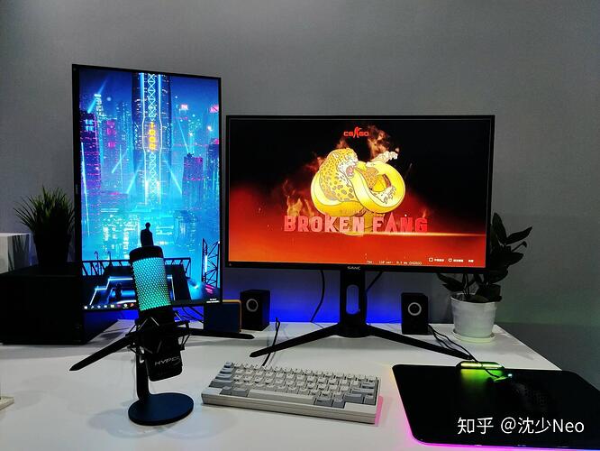 Gaming desk setup with HHKB